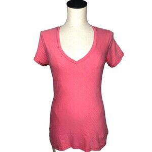 Patagonia Pink Short Sleeve Low V-Neck Shirt Size Medium